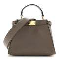 Vitello Seta Canvas FF Embroidered Mini Peekaboo Iconic Satchel Tartufo