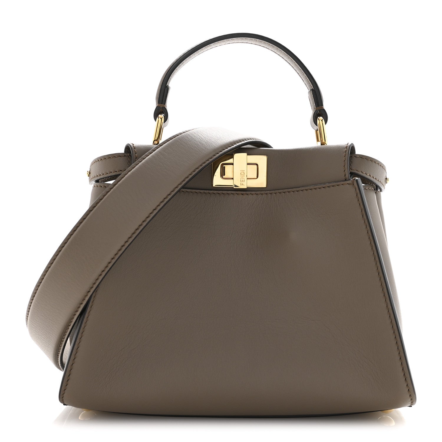 Vitello Seta Canvas FF Embroidered Mini Peekaboo Iconic Satchel Tartufo
