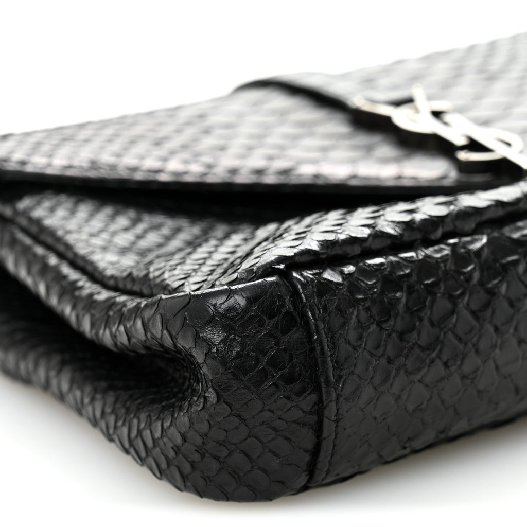 Calfskin Python Embossed Monogram Medium College Bag Black