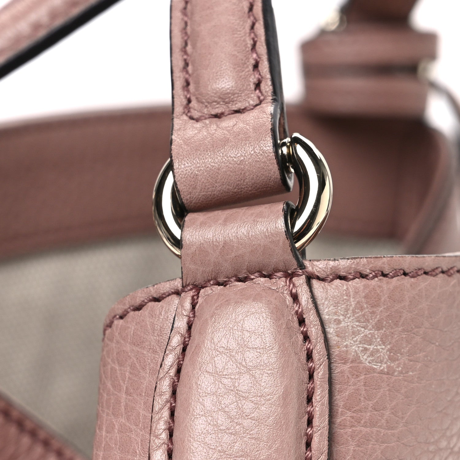 Pebbled Calfskin Small Soho Shoulder Bag Light Pink