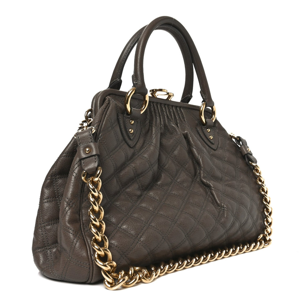 Calfskin Quilted Stam Brown