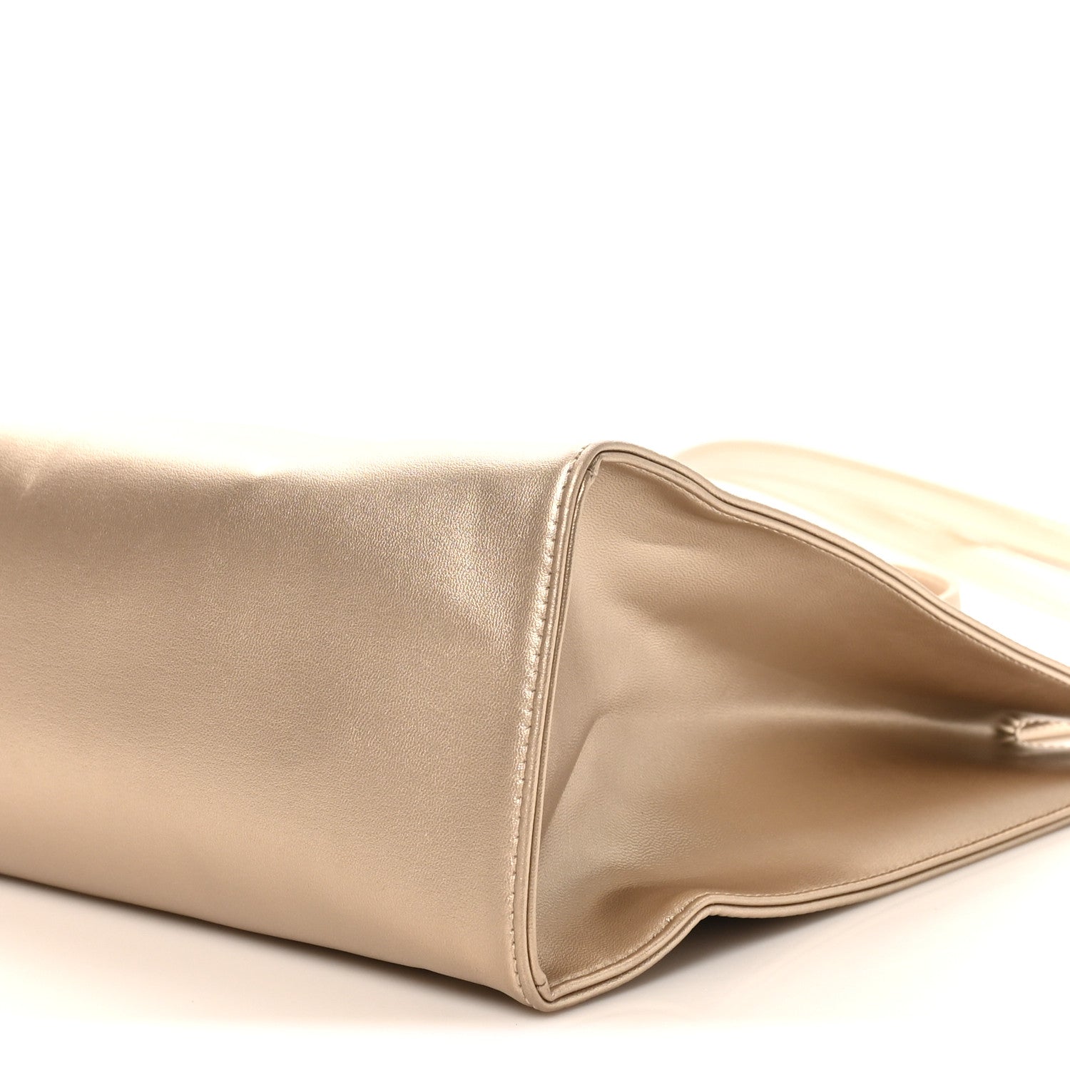 Metallic Vegan Leather Medium Shopping Bag Gold