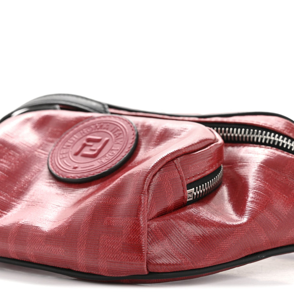 Glazed Fabric Vitello Century FF 1974 Stamp Patch Pocket Belt Bag Rosso