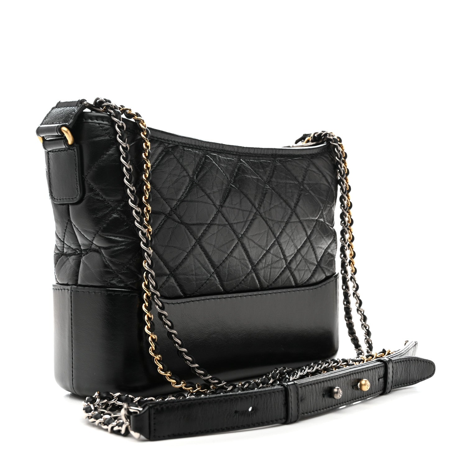 Aged Calfskin Quilted New Medium Gabrielle Hobo Black