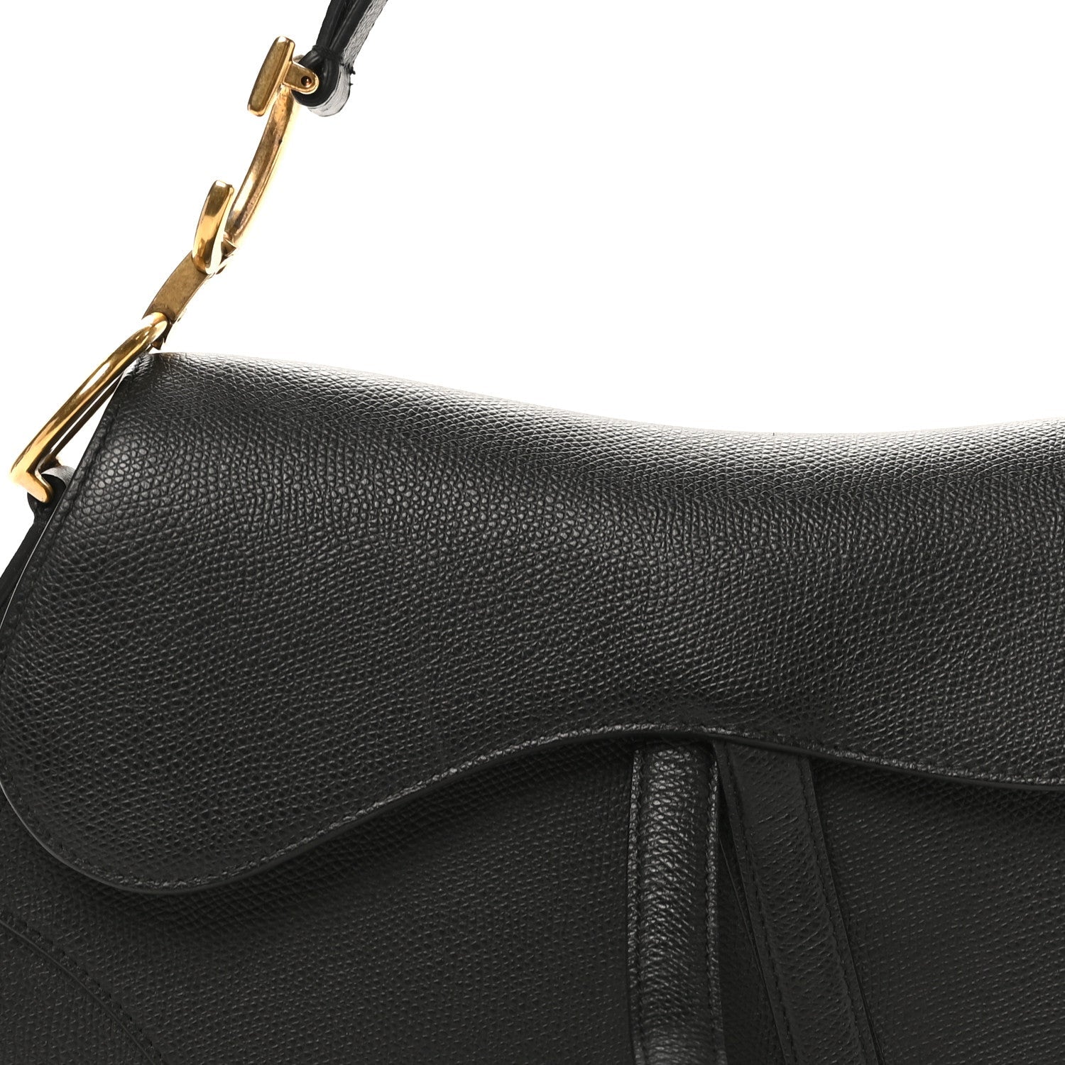 Grained Calfskin Saddle Bag Black