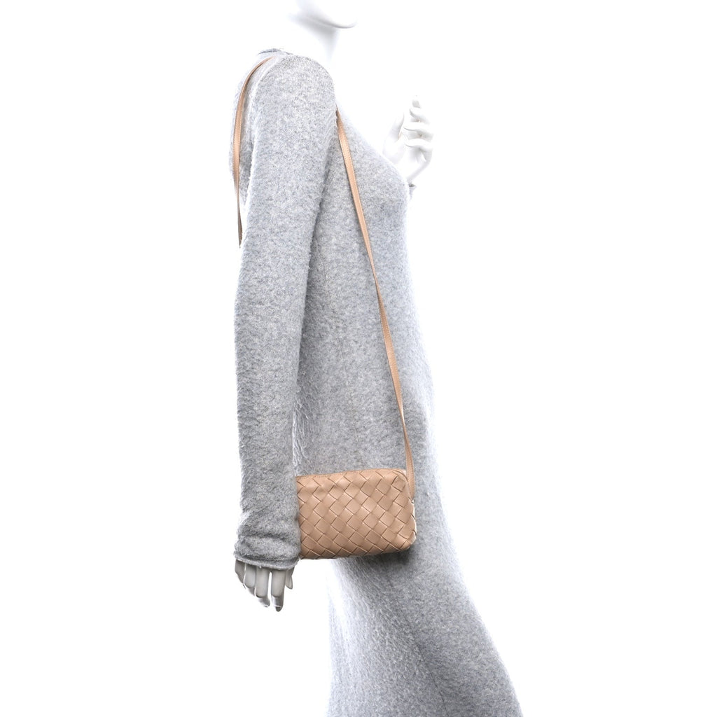 Nappa Intrecciato Nodini Mini Crossbody Almond