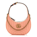 Calfskin Vertical Ring Matelasse Mini GG Marmont Half Moon Hobo Peachy Chic