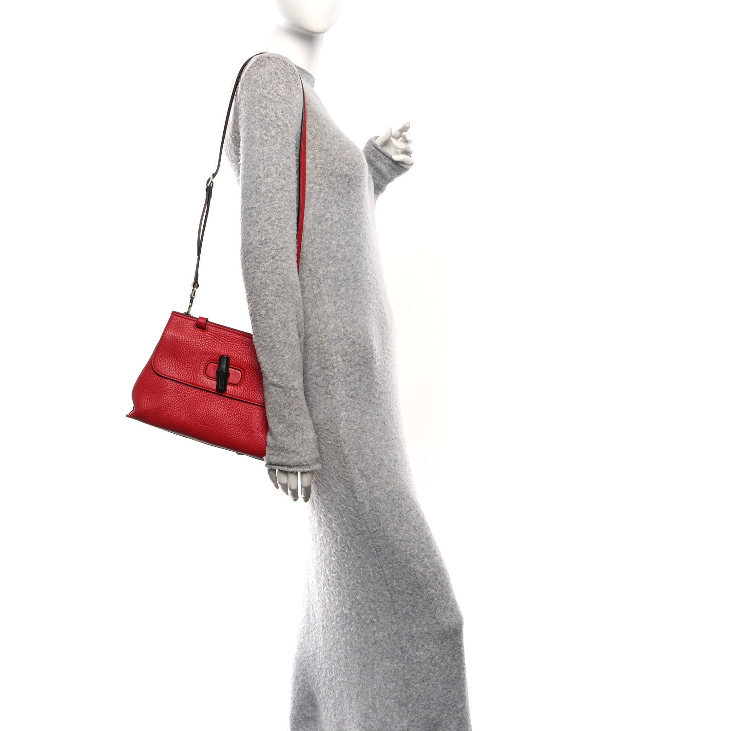 Cellarius Calfskin Small Bamboo Daily Top Handle Bag Hibiscus Red