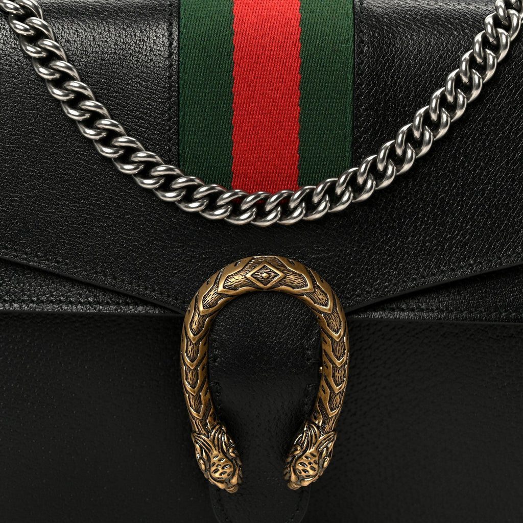 Calfskin Web Medium Dionysus Shoulder Bag Black