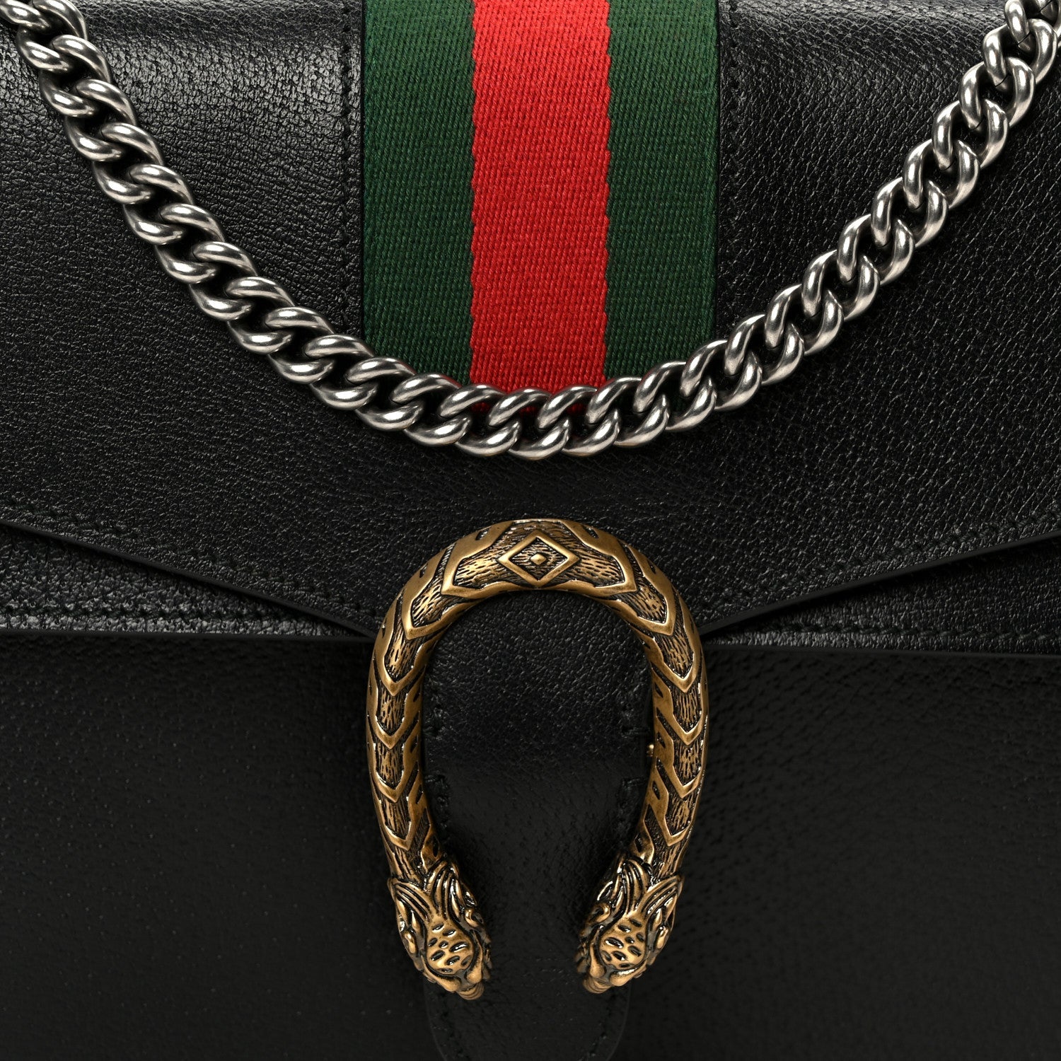 Calfskin Web Medium Dionysus Shoulder Bag Black