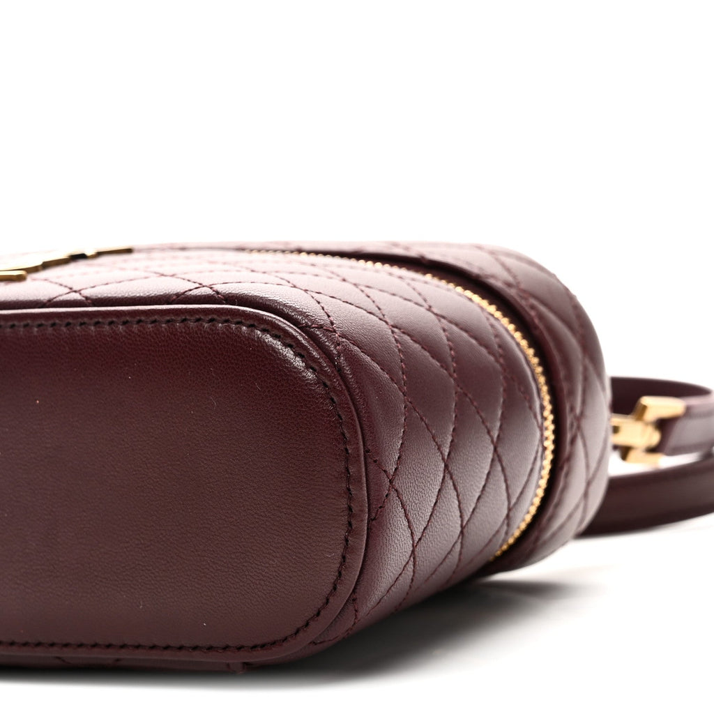 Lambskin Quilted Mini Gaby Vanity Case Rouge Cabernet