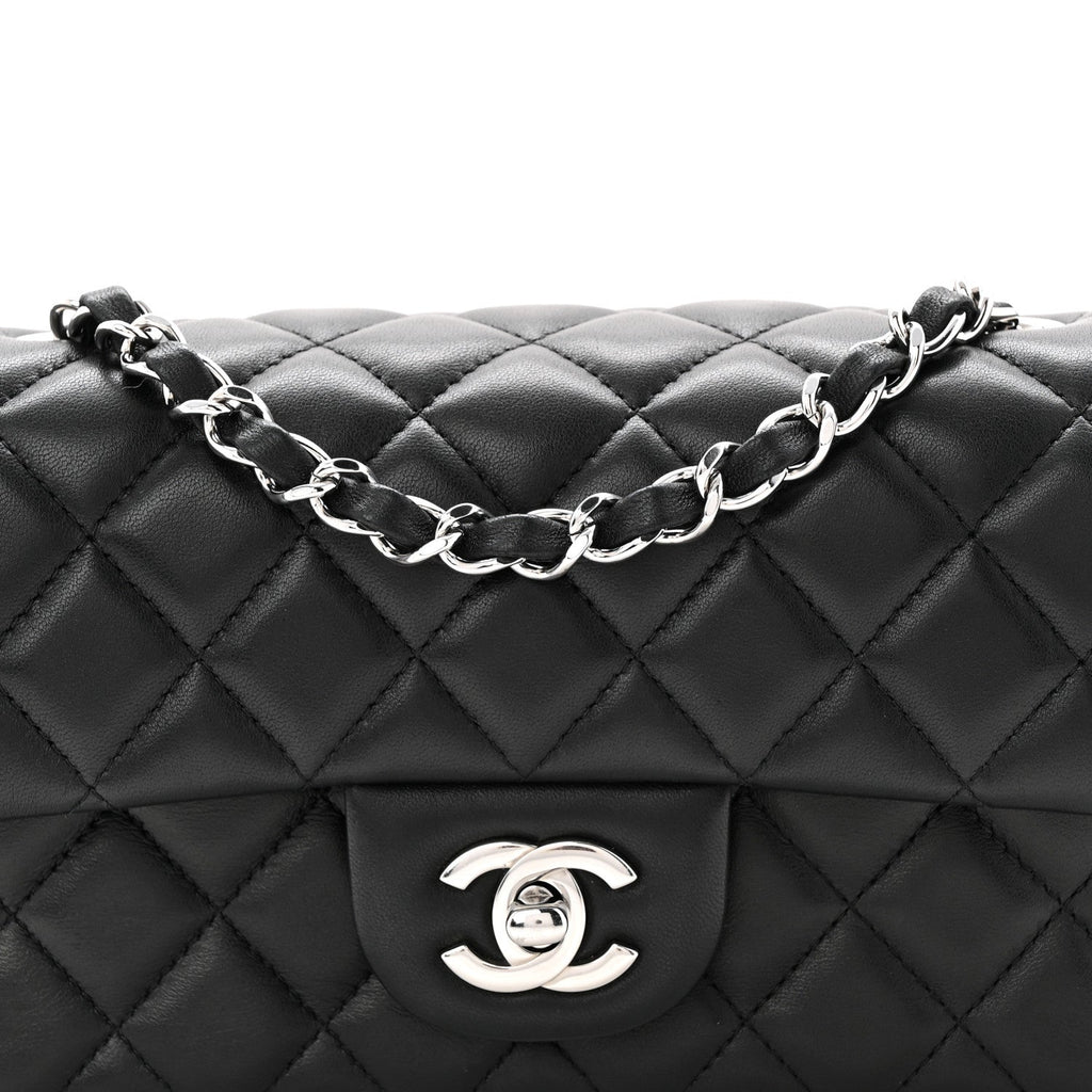 Lambskin Quilted Mini Rectangular Flap Black