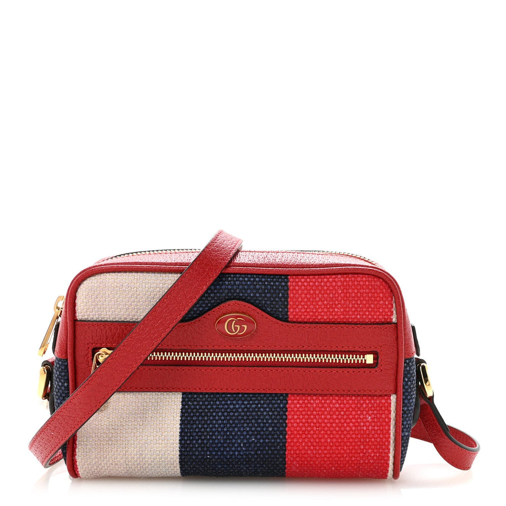 Canvas Sylvie Stripe Mini Ophidia Camera Bag Mystic White Hibiscus Red Maritime