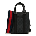 GG Supreme Monogram Appia Calfskin Web Mini Tote Bag Black