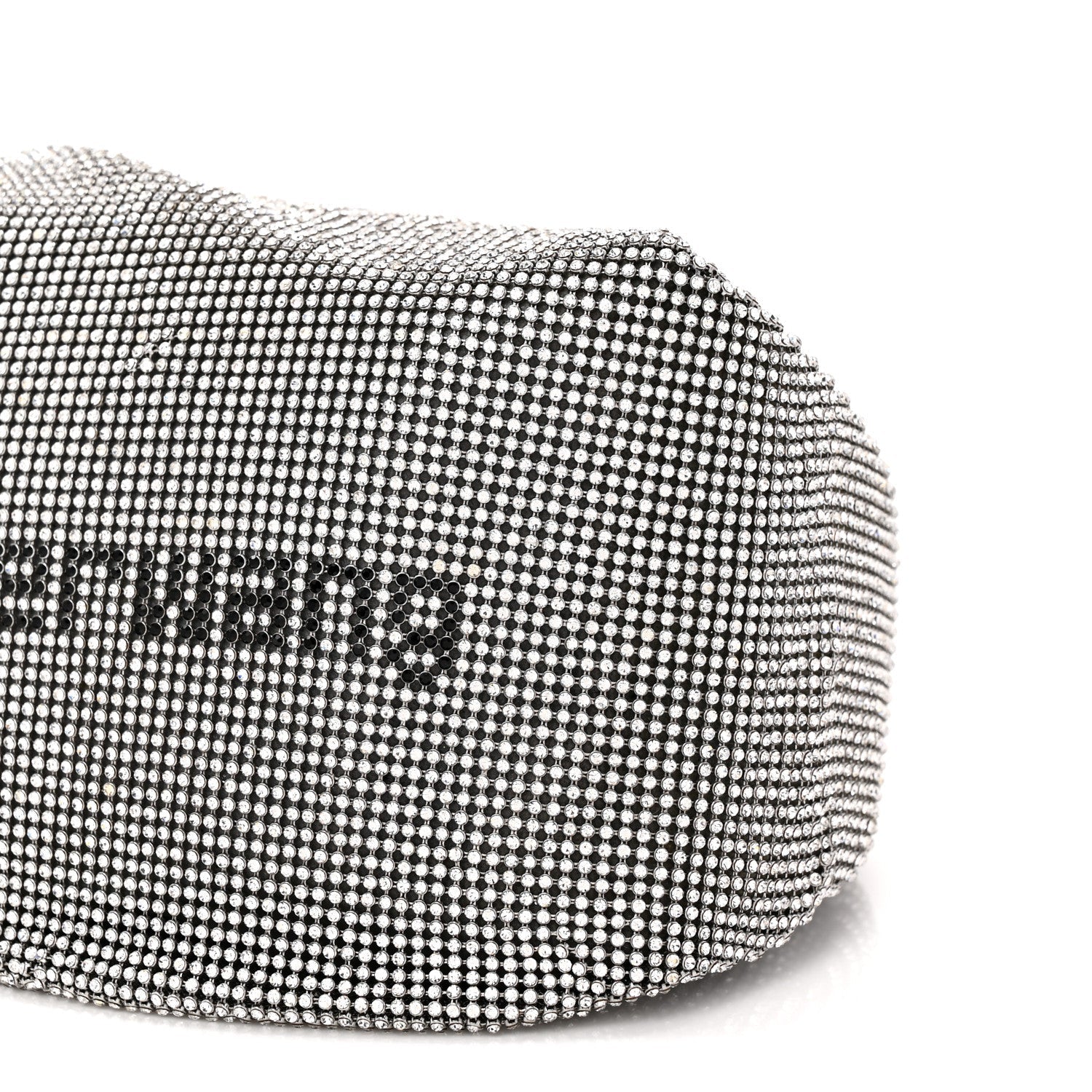 Mesh Crystal Rhinestone Mini Scrunchie Clutch Black Silver