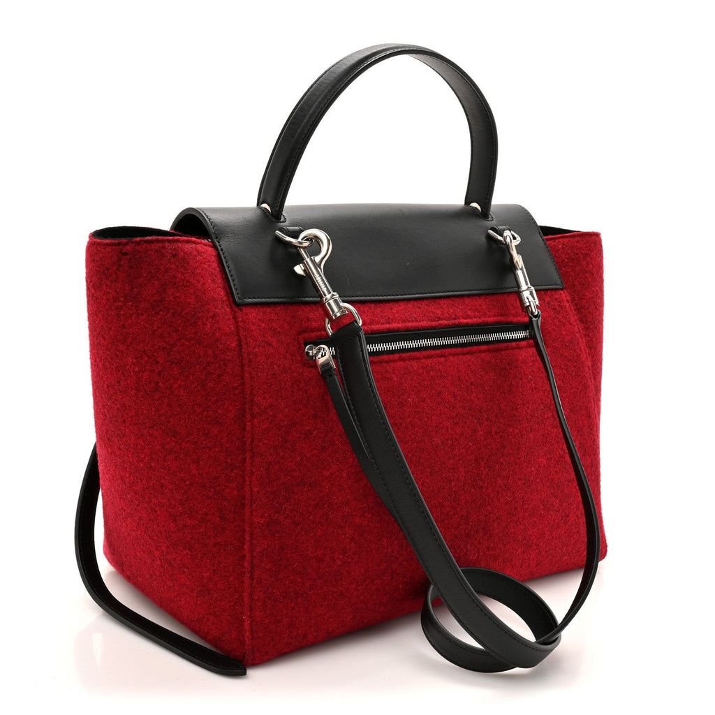 Felt Smooth Calfskin Mini Belt Bag Red