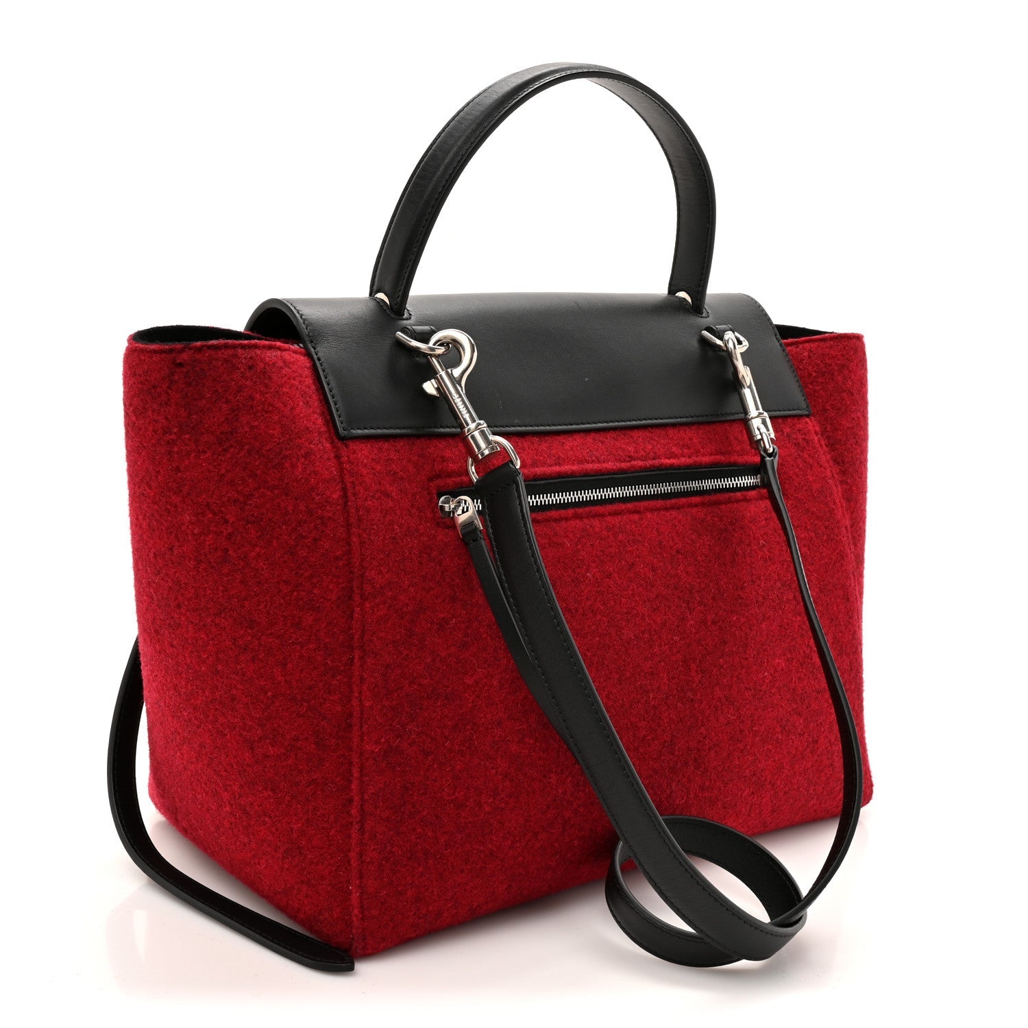 Felt Smooth Calfskin Mini Belt Bag Red