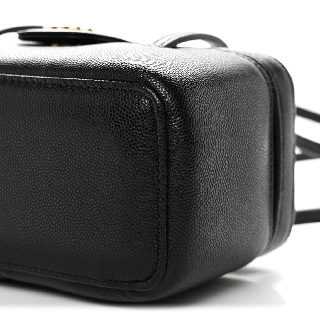 Shiny Caviar Preppy Coco Long Vanity With Strap Black