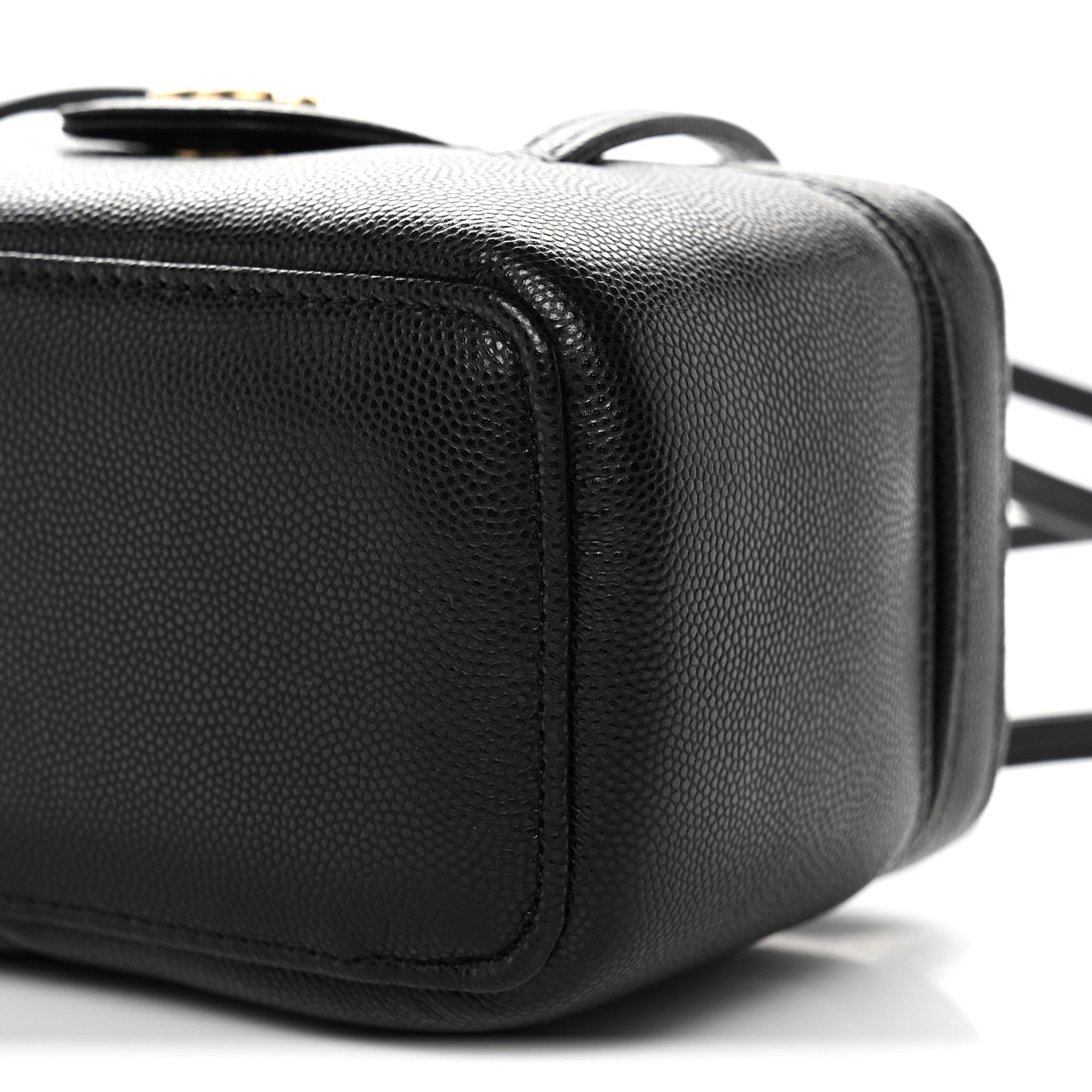Shiny Caviar Preppy Coco Long Vanity With Strap Black
