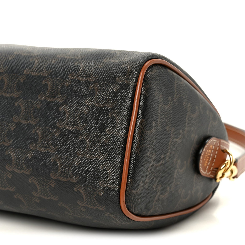Triomphe Canvas Calfskin Small Boston Bag Tan