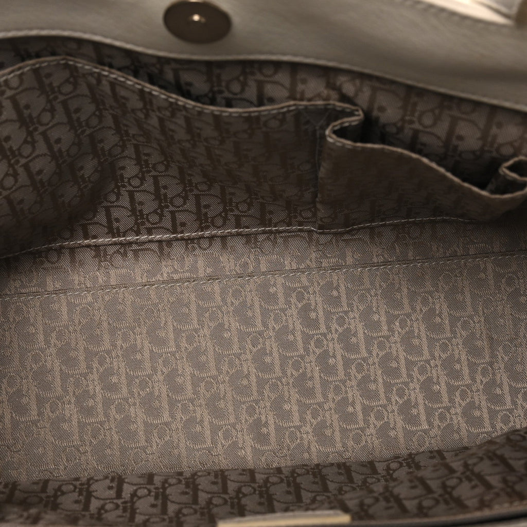 Calfskin Cannage D Buckle East West Tote White