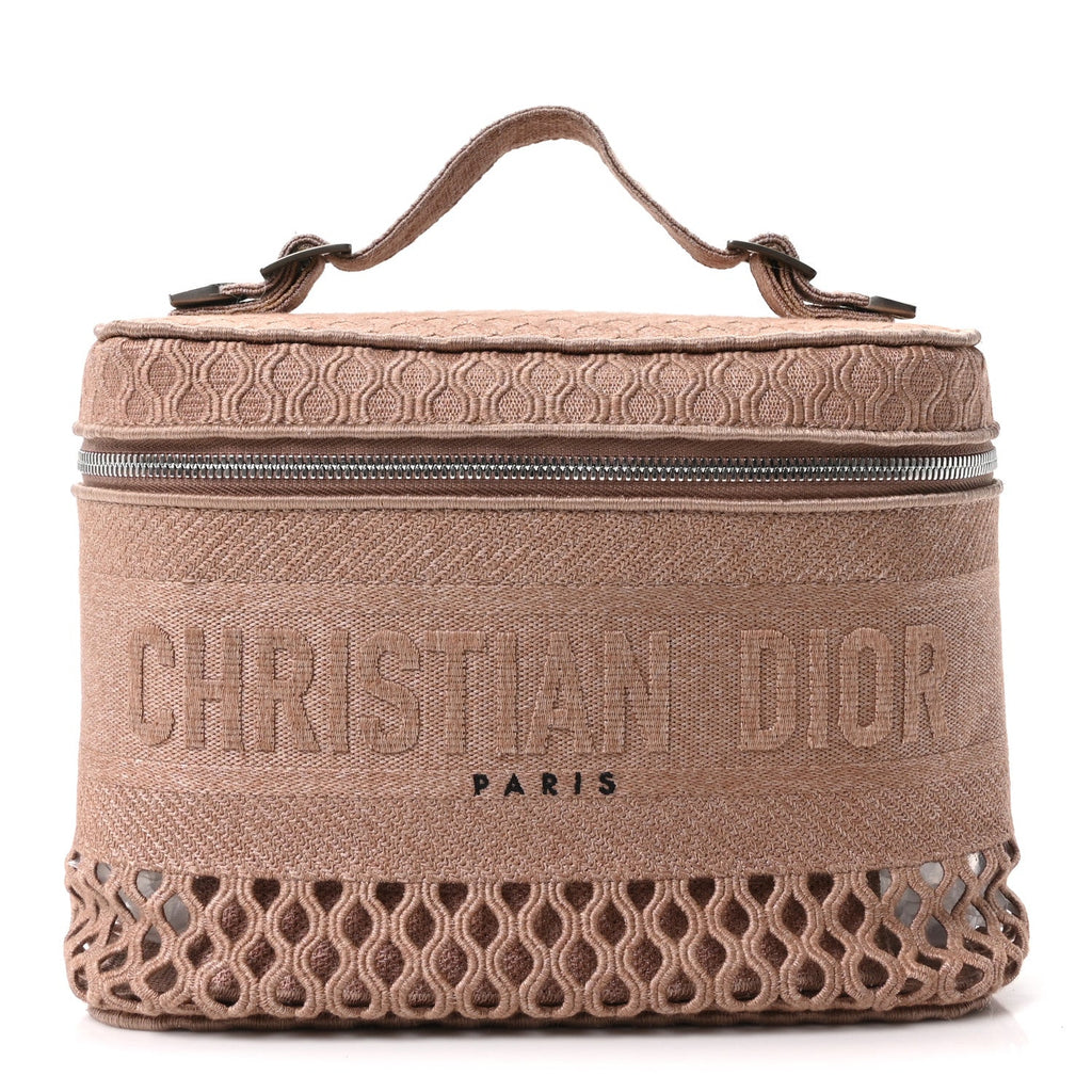 Mesh Embroidered Diortravel Vanity Case Clay