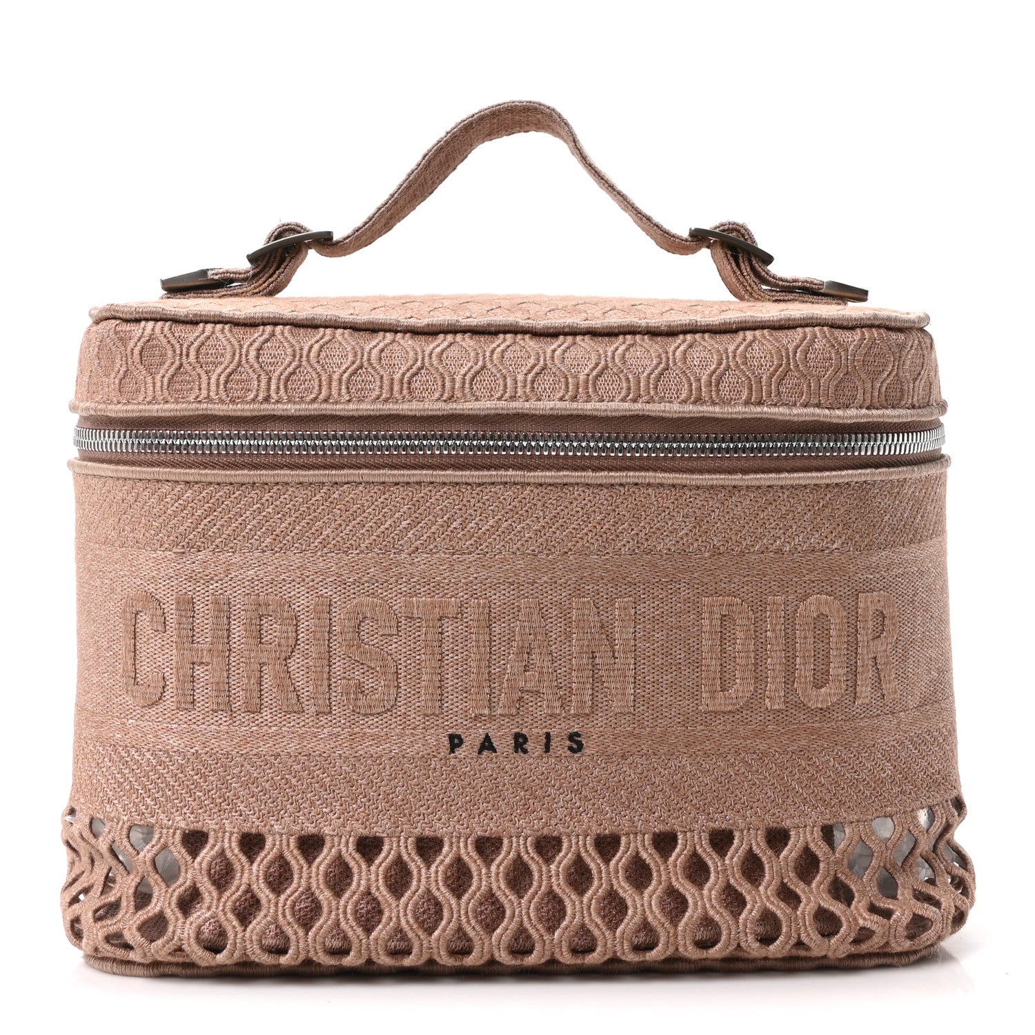 Mesh Embroidered Diortravel Vanity Case Clay