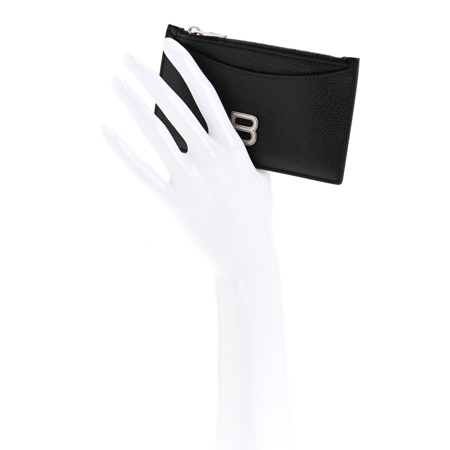 Calfskin Hourglass Long Coin Case  Holder Black