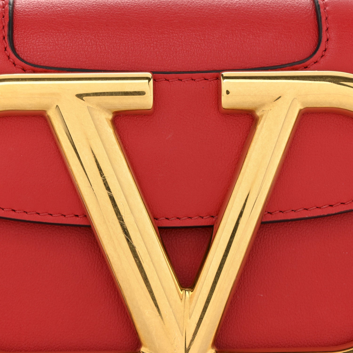 Calfskin Small Supervee Crossbody Bag Rouge Pur