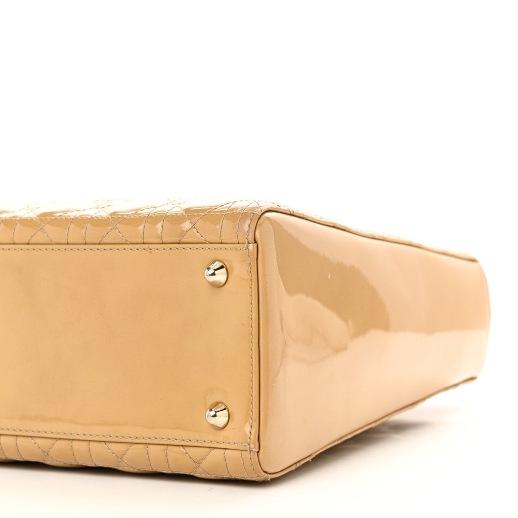 Patent Cannage Large Lady Dior Dark Beige