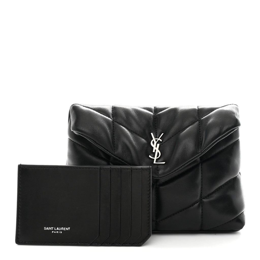 Lambskin Monogram Loulou Puffer Pouch Clutch Black
