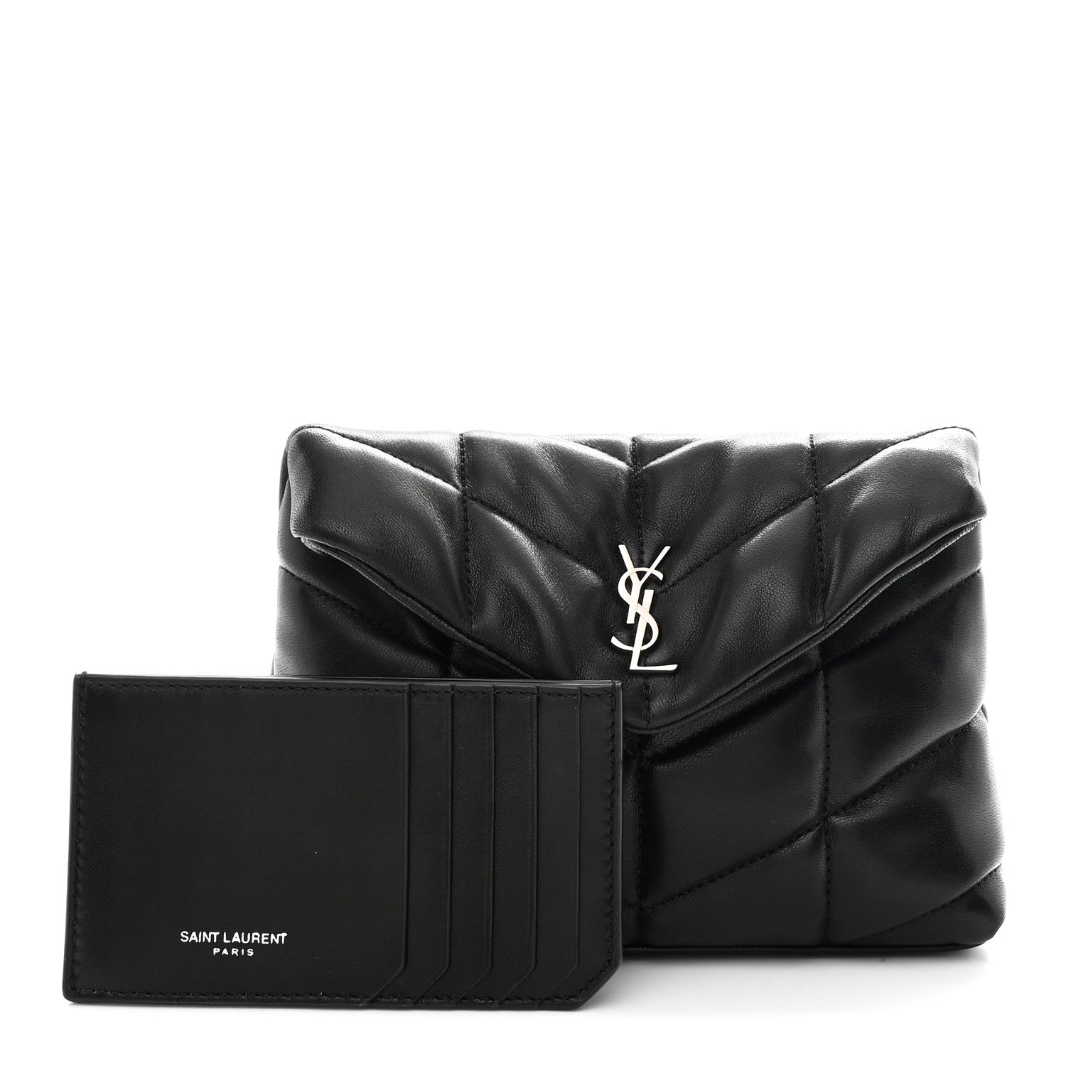 Lambskin Monogram Loulou Puffer Pouch Clutch Black