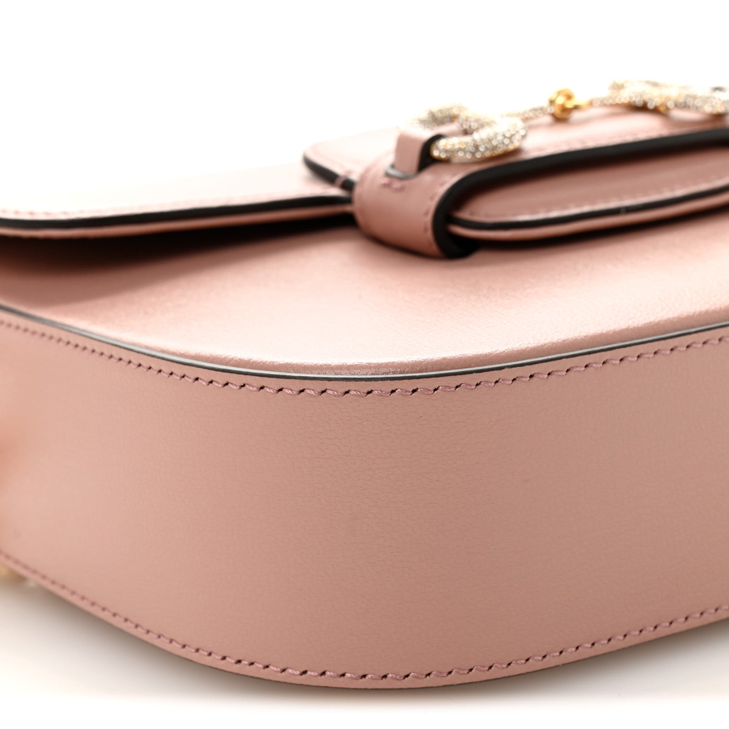 Azalea Calfskin Crystal GG Monogram Mini Horsebit 1955 Shoulder Bag Dusty Rose