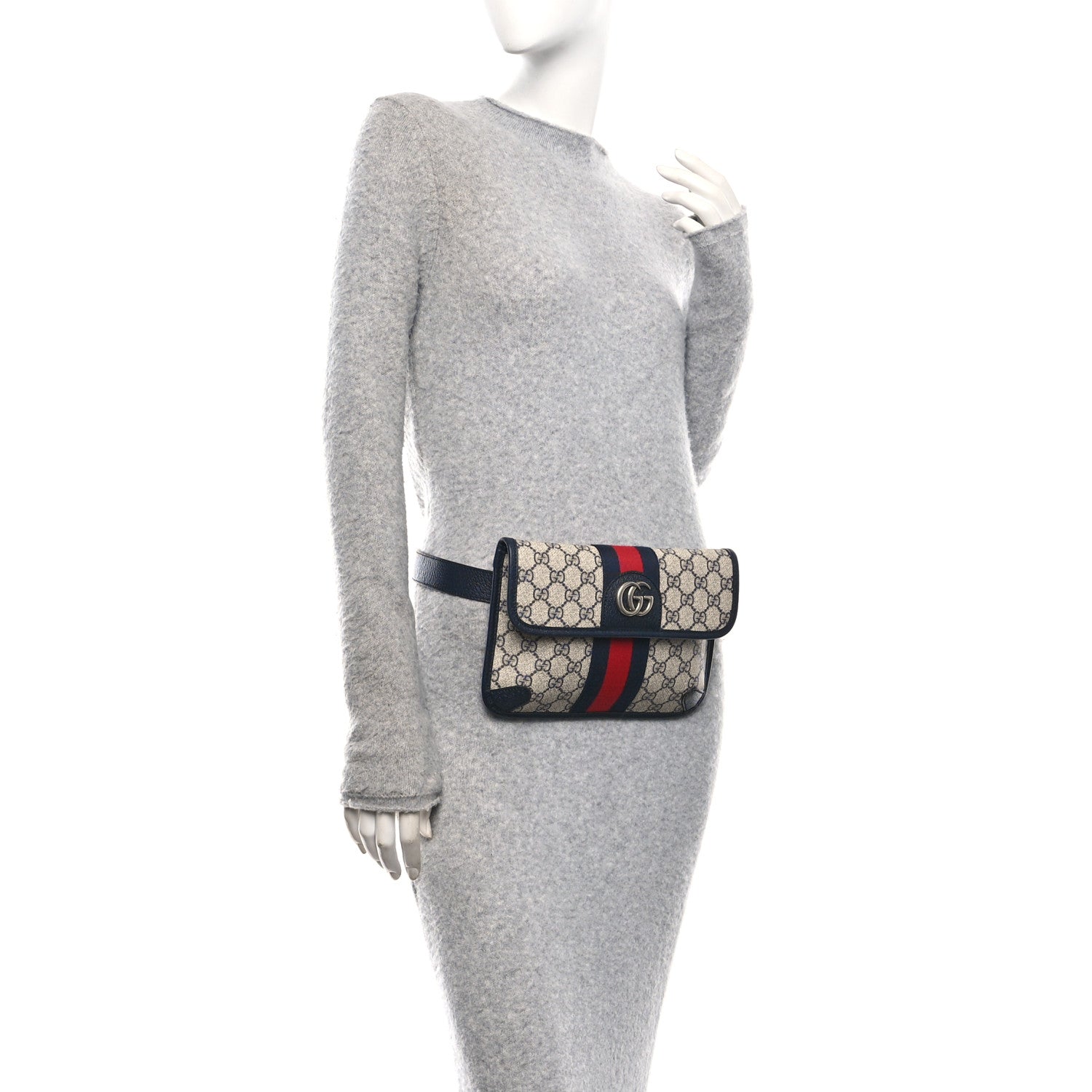 GG Supreme Monogram Web Small Ophidia Belt Bag 80 32 Beige Navy