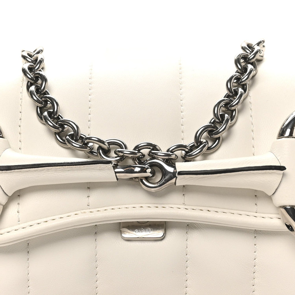 Nappa Vertical Matelasse Small Maxi Horsebit Chain Shoulder Bag Great White