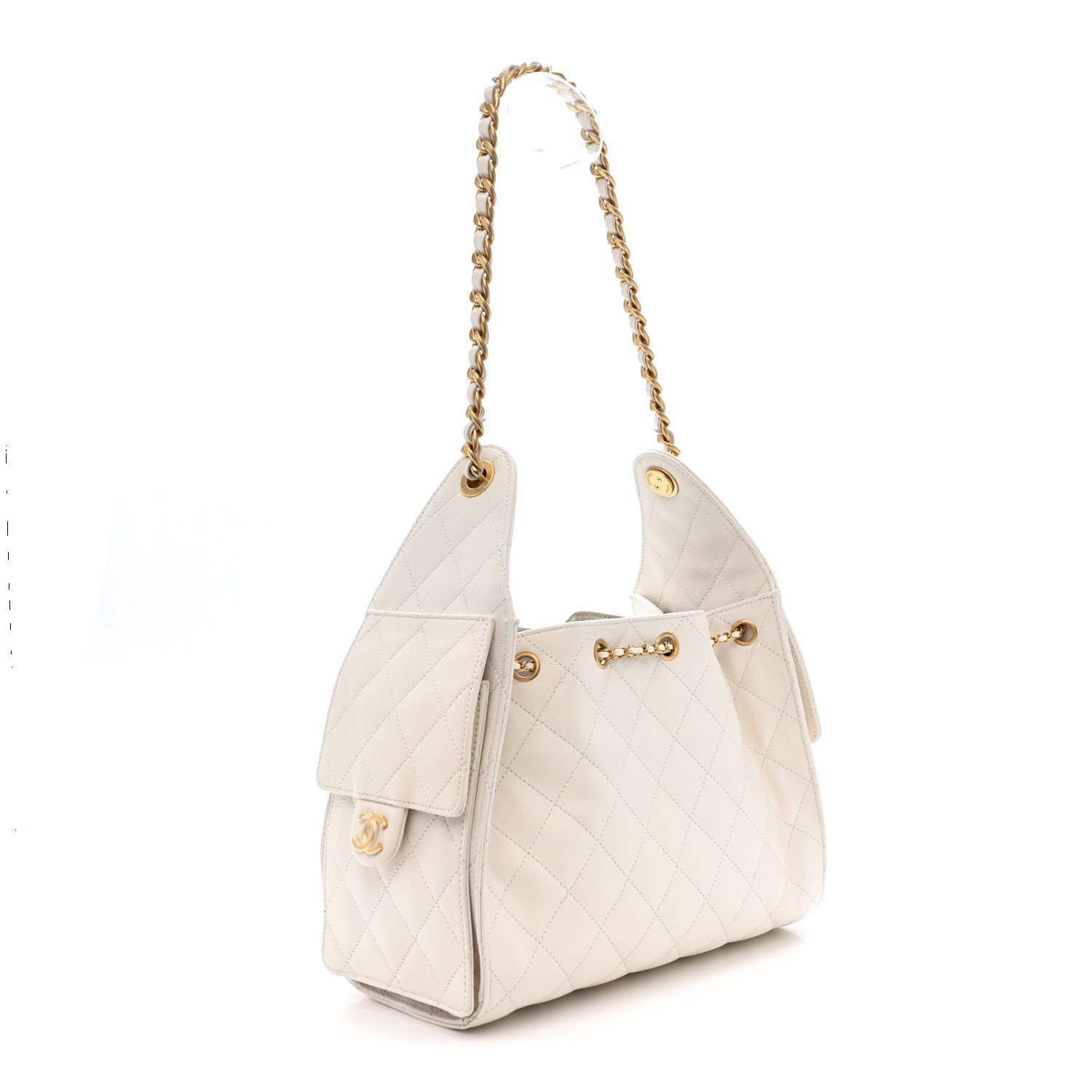 Caviar Quilted Small Chanel 25 Handbag White