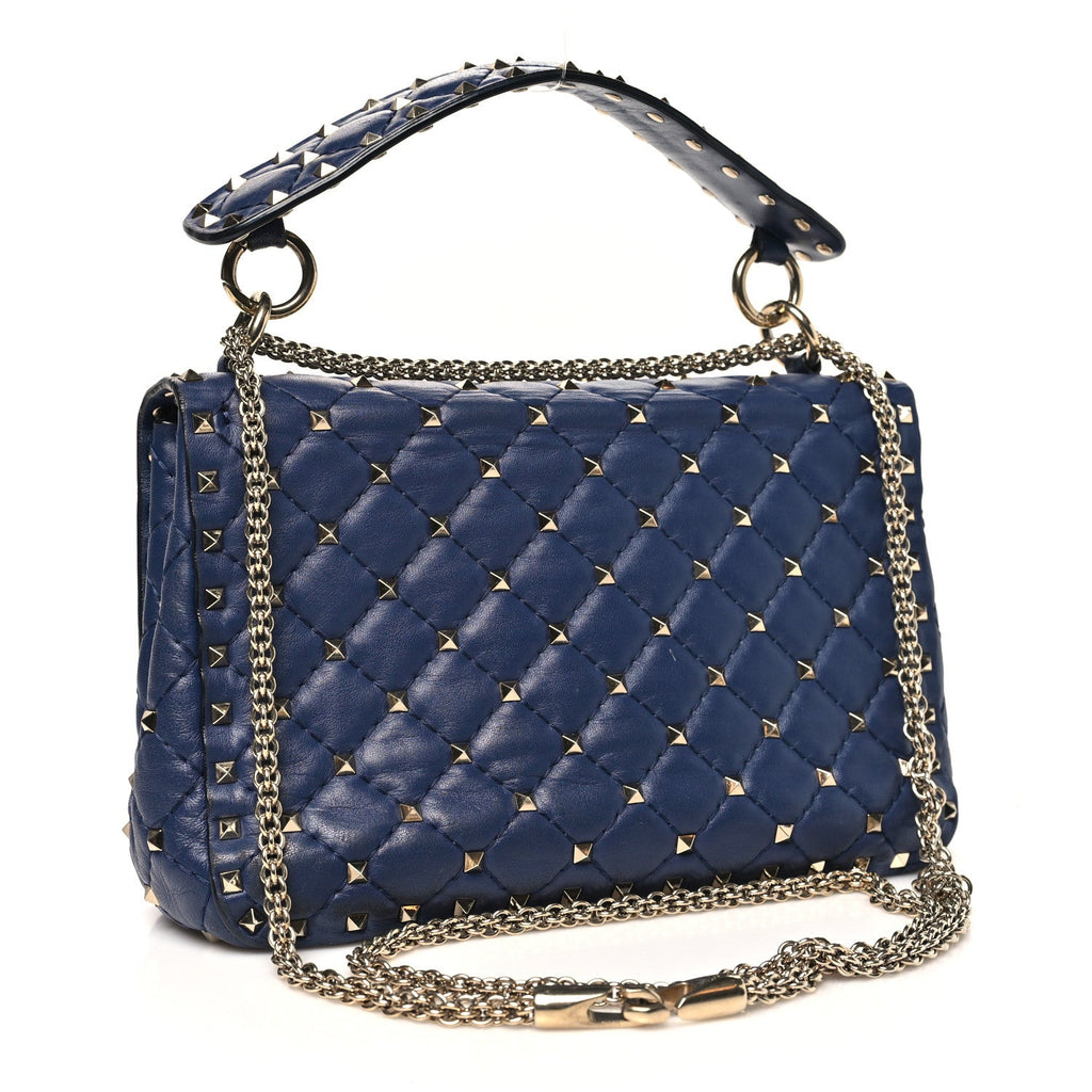 Nappa VLTN Print Medium Rockstud Spike Shoulder Bag Pure Blue White