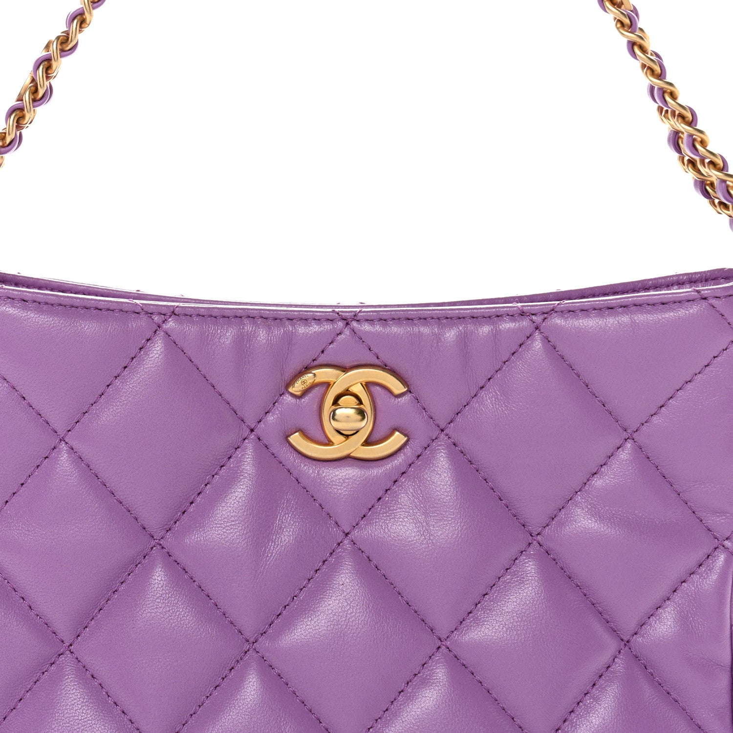 Lambskin Quilted Small Pick Me Up Hobo Purple