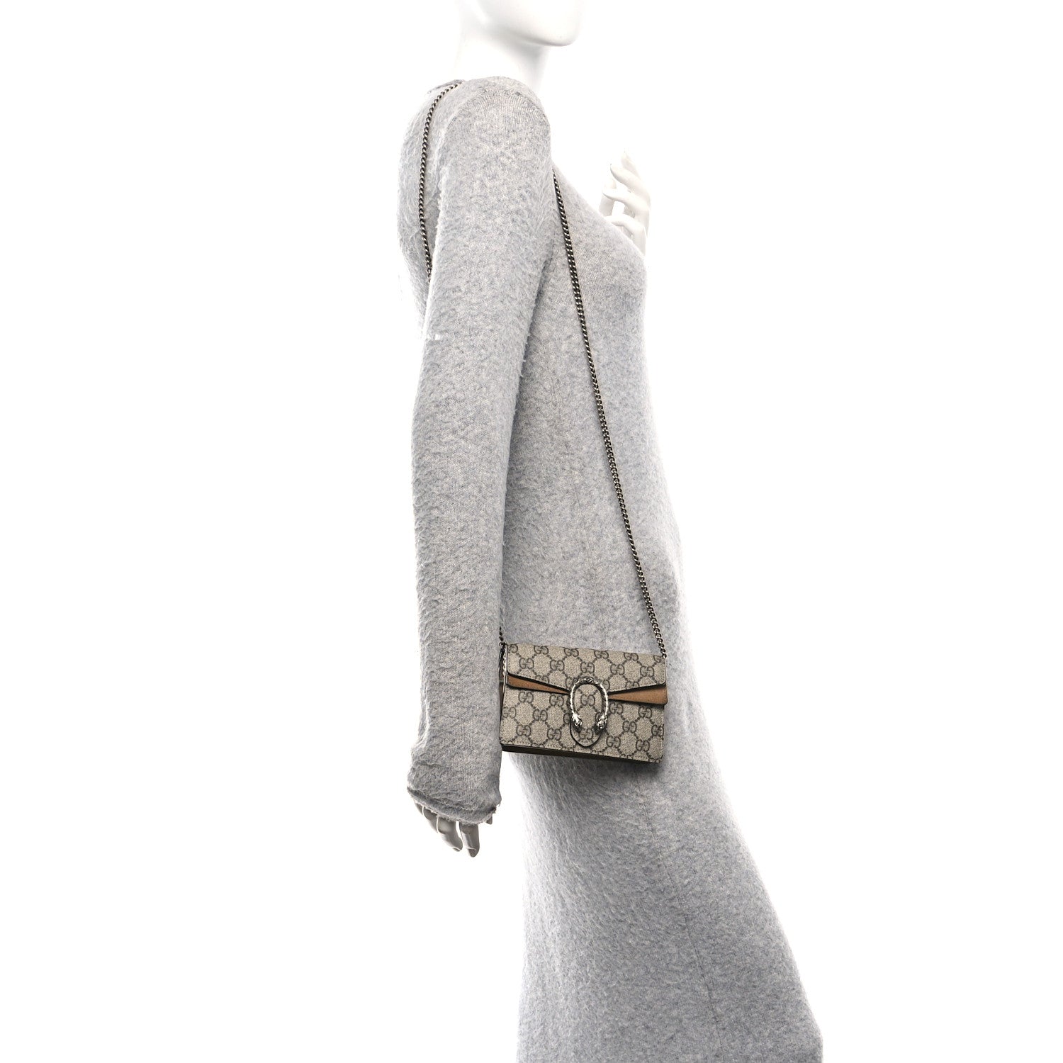 GG Supreme Monogram Super Mini Dionysus Shoulder Bag Taupe
