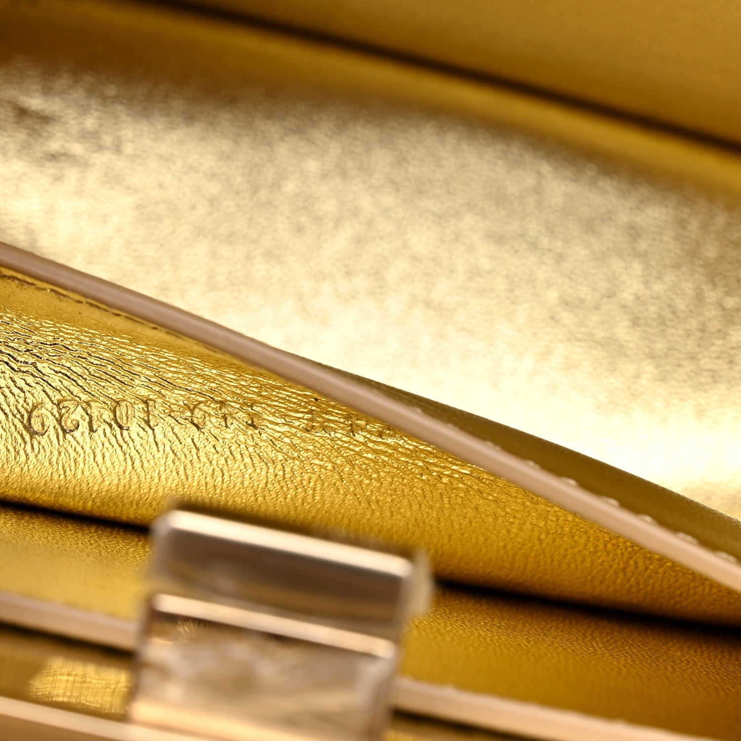 Crystal Vitello Laminato FF Petite Peekaboo I SEE U Satchel Crystal Platinum Light Gold