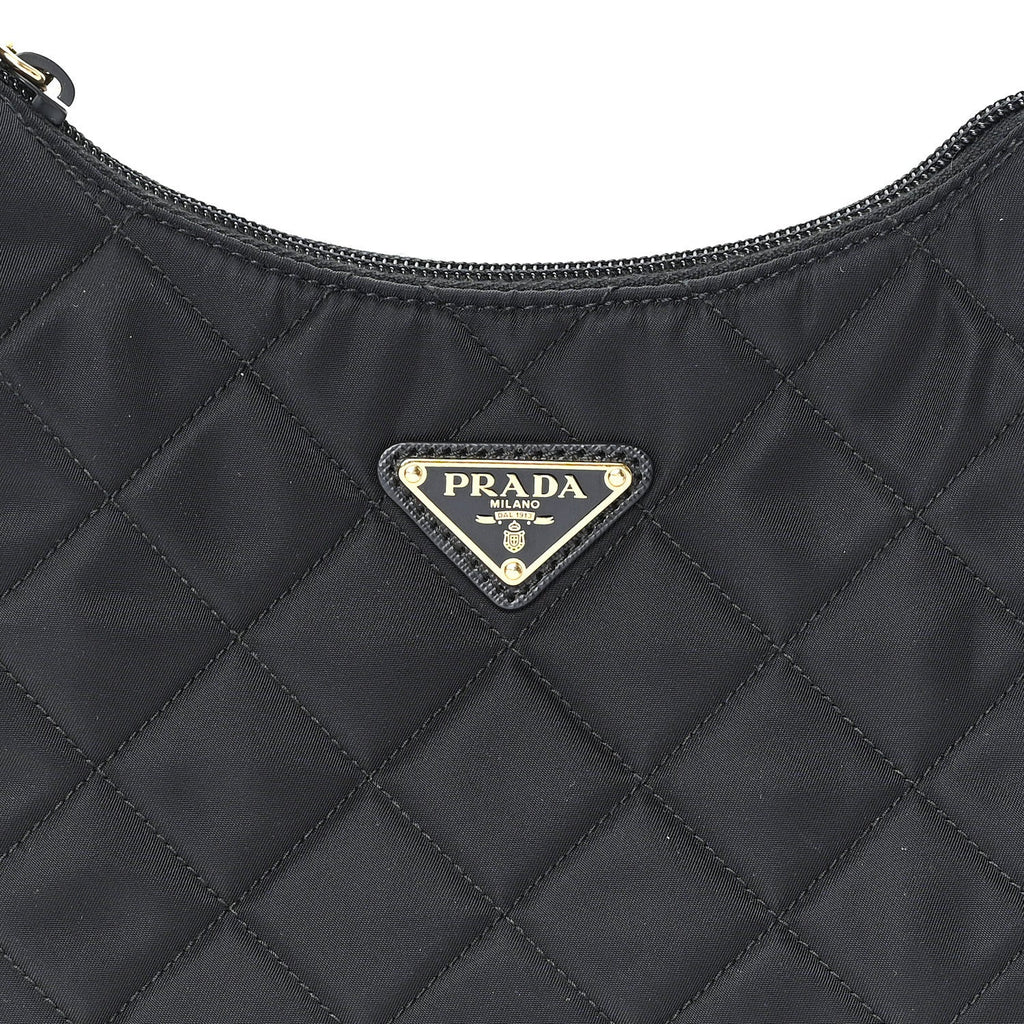 Tessuto Nylon Stitched Shoulder Bag Black