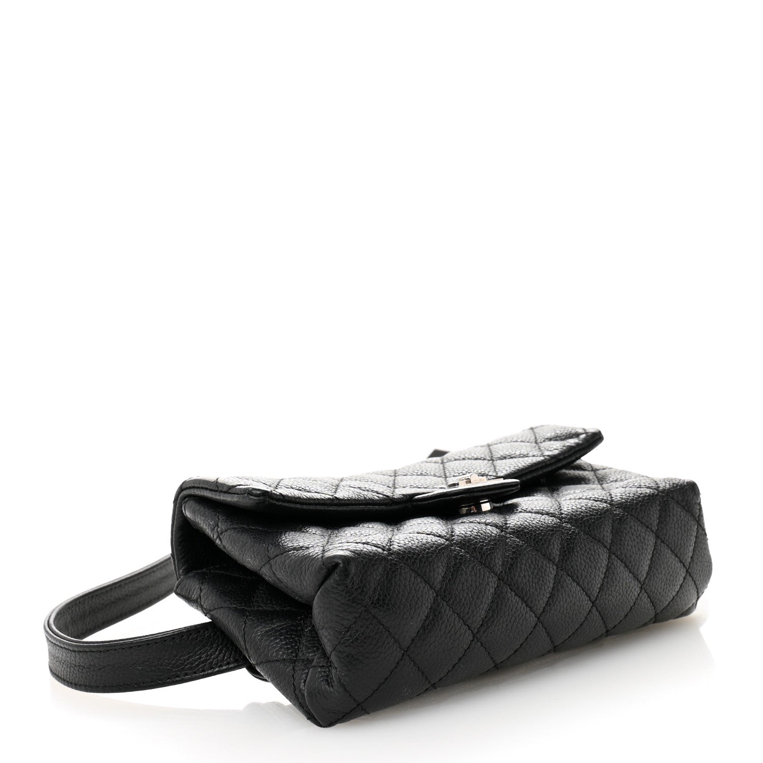 Grained Calfskin Quilted 2.55 Reissue Flap Belt Bag Clutch Black