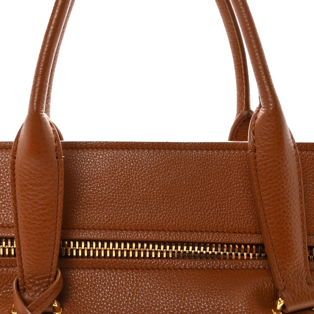 Grained Calfskin Tote Tobacco