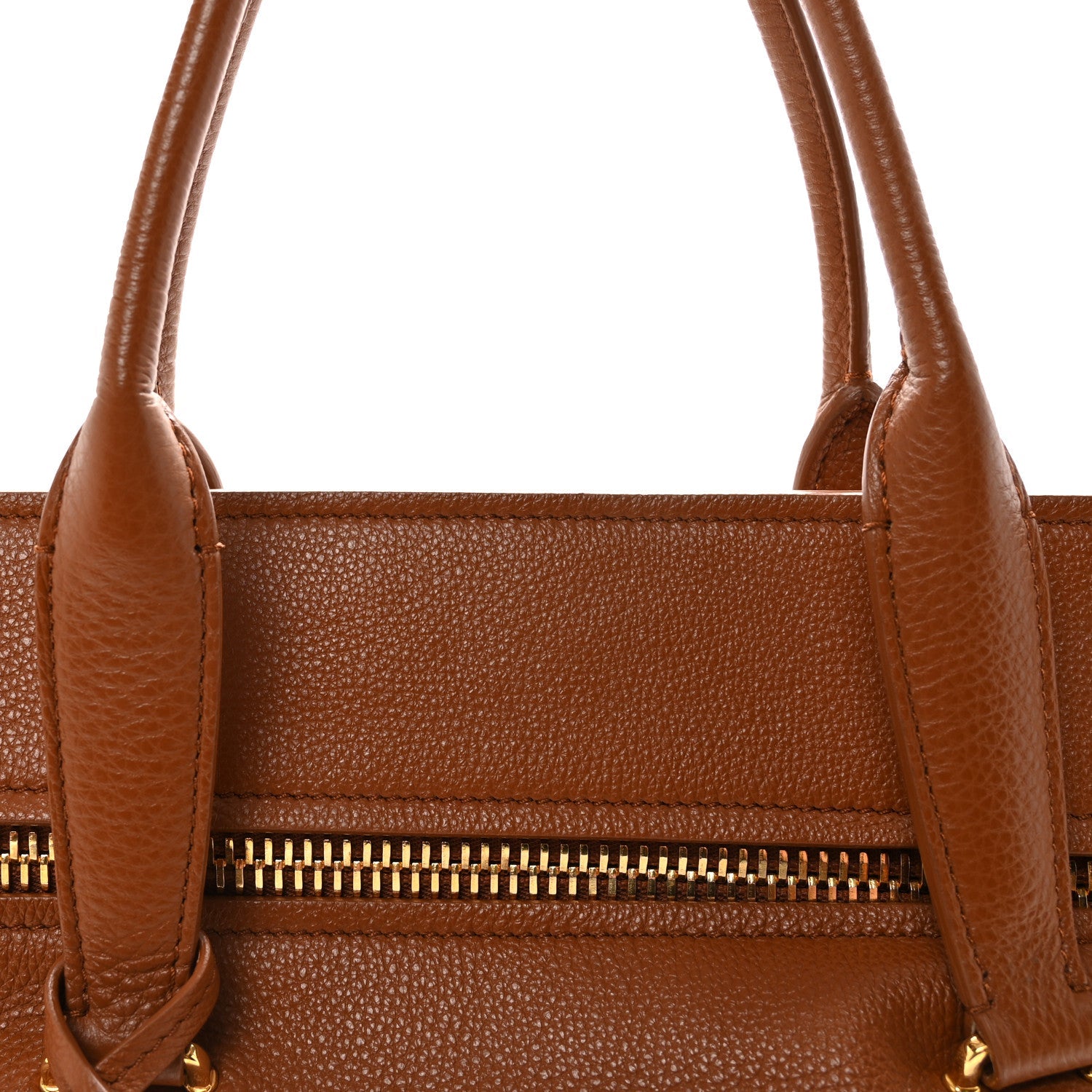 Grained Calfskin Tote Tobacco
