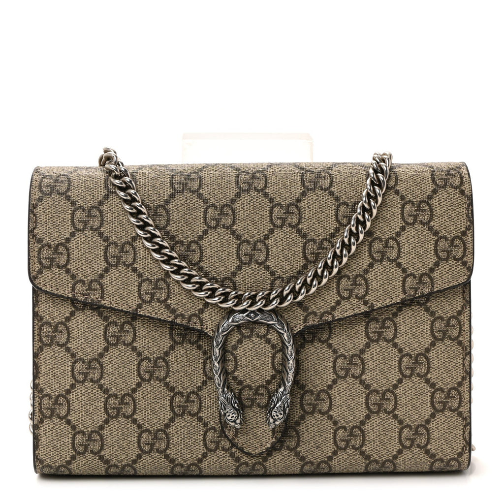 GG Supreme Monogram Mini Dionysus Chain Wallet Beige Taupe