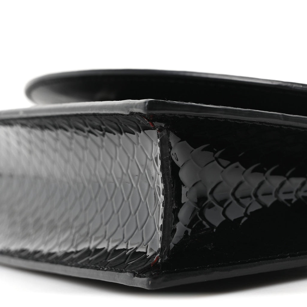 Jurassic Snakeskin Embossed Loubi54 Crossbody Clutch Black