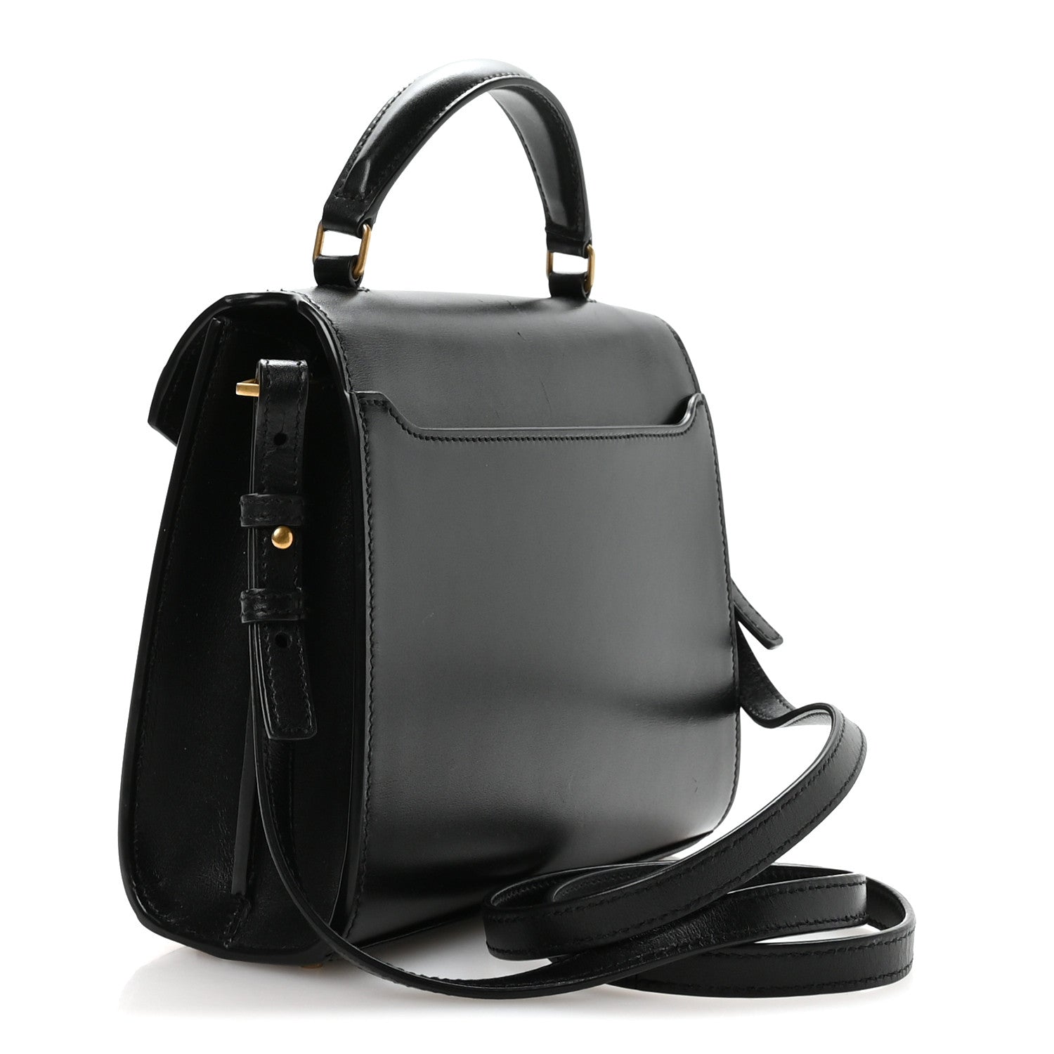 Calfskin Mini Classic Monogram Cassandra Top Handle Black
