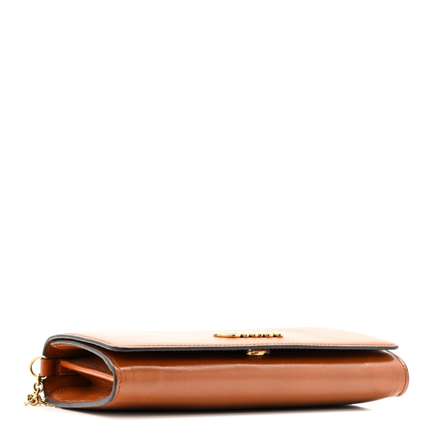Calfskin Iconic Flap Wallet On Chain Clay Brown