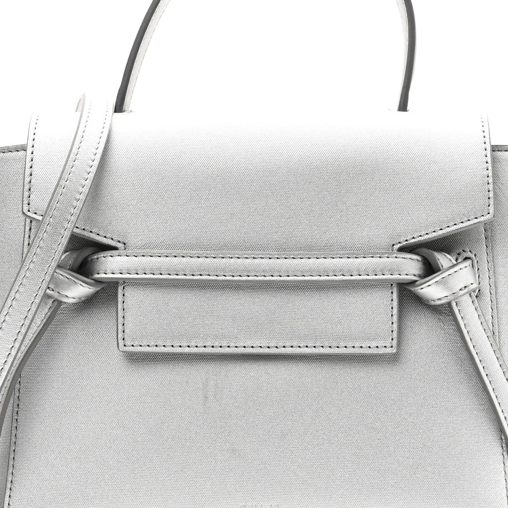 Laminated Calfskin Nano Belt Bag Silver