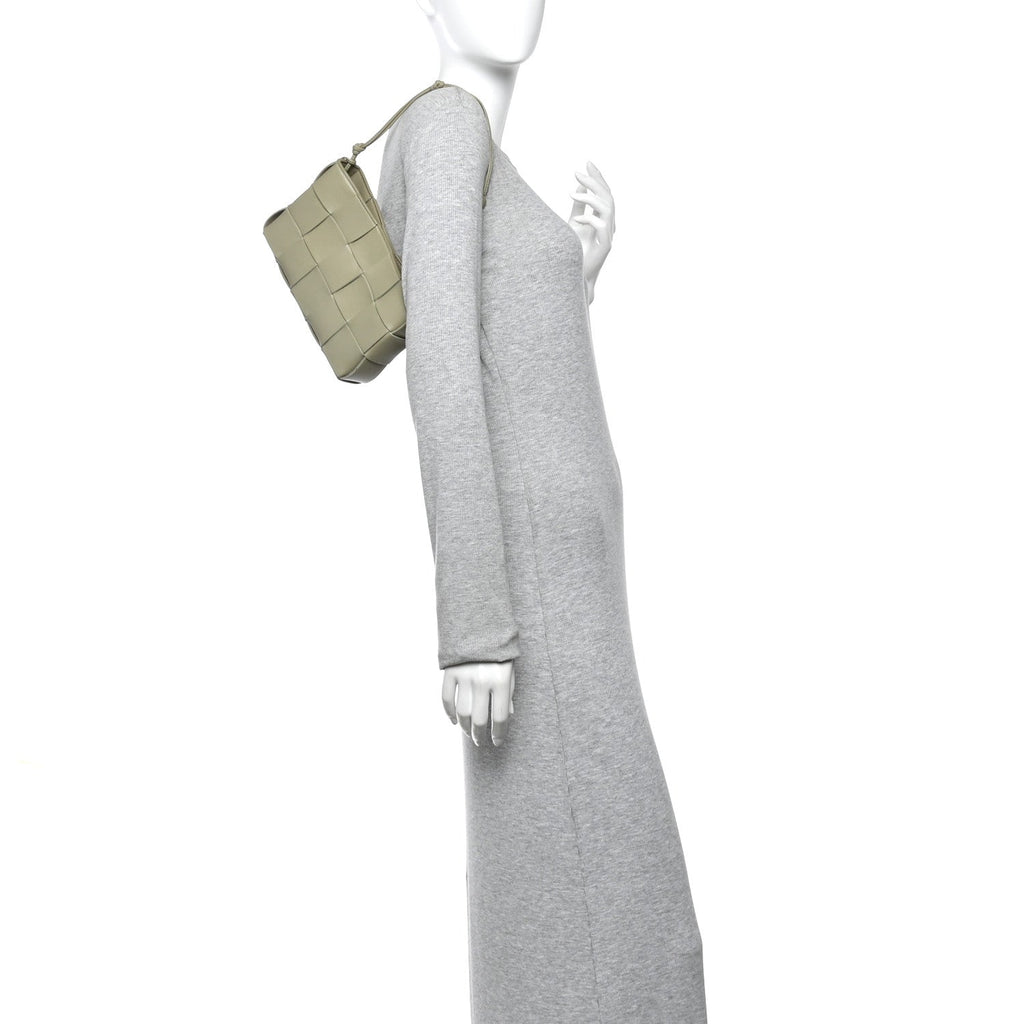 Calfskin Maxi Intrecciato Cassette Pouch On Strap Travertine